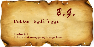 Bekker Györgyi névjegykártya